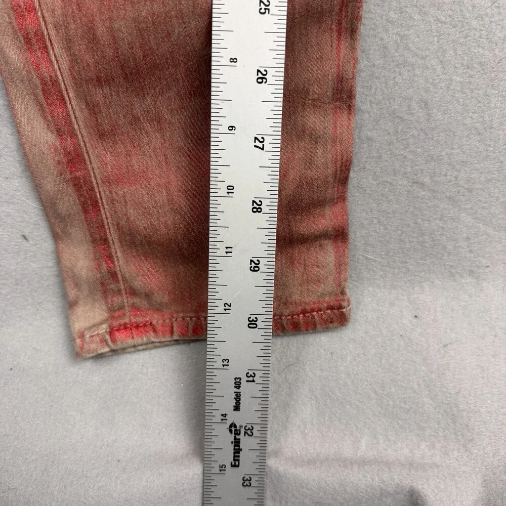 True Religion Halle Mid Rise Super Skinny Jeans Sz 32 Red Acid Wash